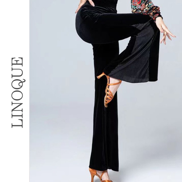 ベルベットワイドレッグ切り替えパンツ 【L00169】