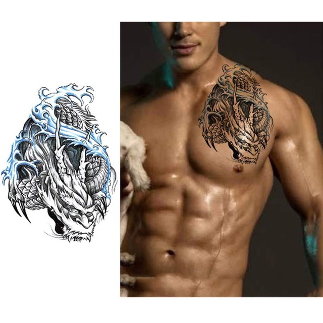 Yesallwas タトゥーシール 龍 竜 飛竜 8枚セット 入れ墨シール タトゥーステッカー ボディーシール 刺青シール メンズ 防水 長持ち (B.8枚セット(15x21cm))