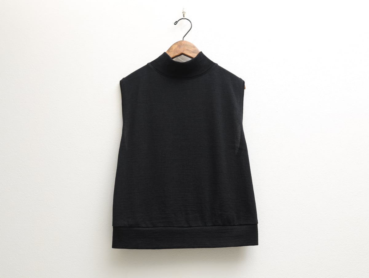 コットンギマ天竺のベスト COL/黒