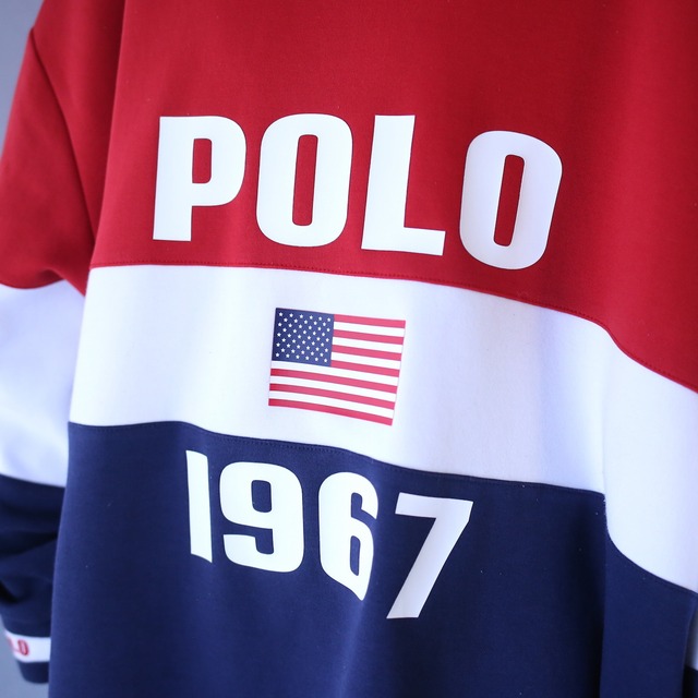 "POLO RALPH  LAUREN" XXXXL super over silhouette 3-tone sweatshirt