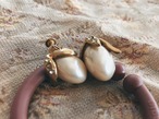 Vintage gold+pearl fruit motif earring