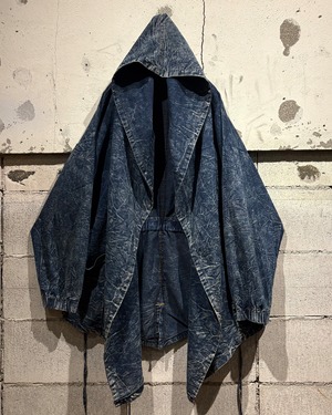 【Caka otto】  90's Chemical Wash Vintage Hooded Denim Haori Jacket