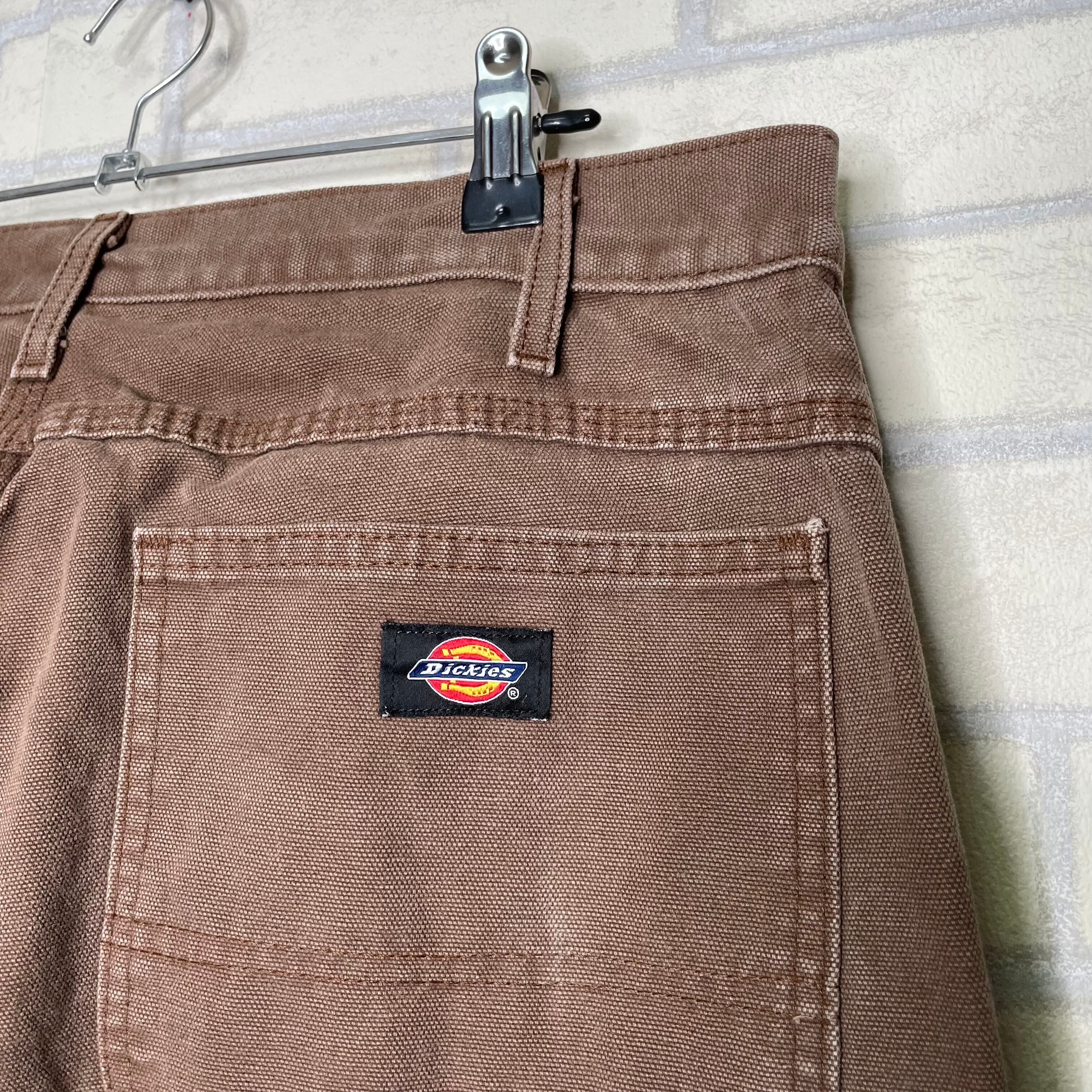 Dickies ペインターパンツ W34×L34 ブラウン ダック地 バックブランド 
