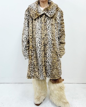 90s faux fur leopard coat