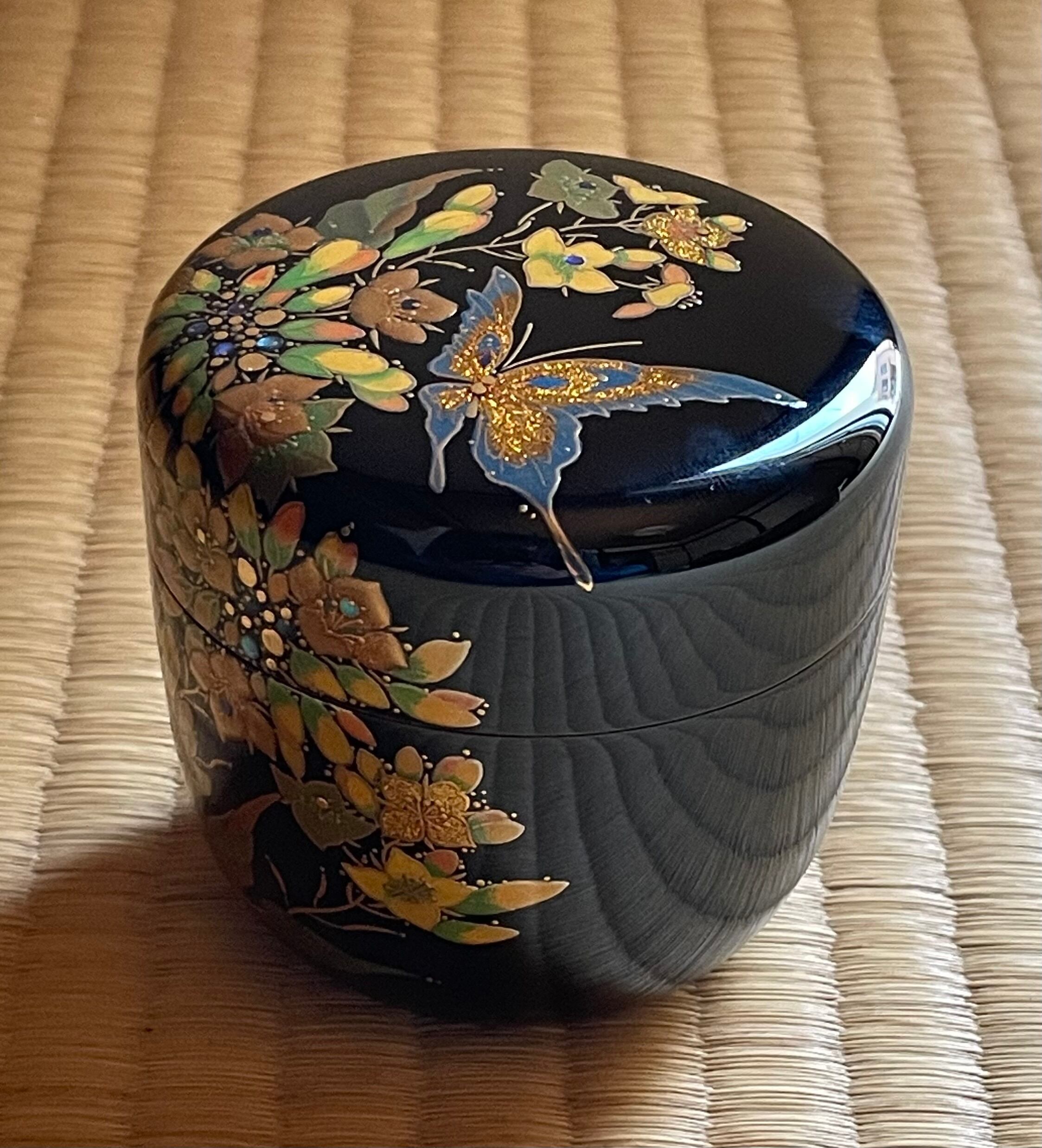 茶道具 海島鶴蒔絵大棗 裏千家 淡々斎 お書付 野暮ったい