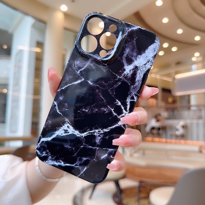 新型iphone16シリーズ対応】印象的なブラックの大理石ケース◎おしゃれ