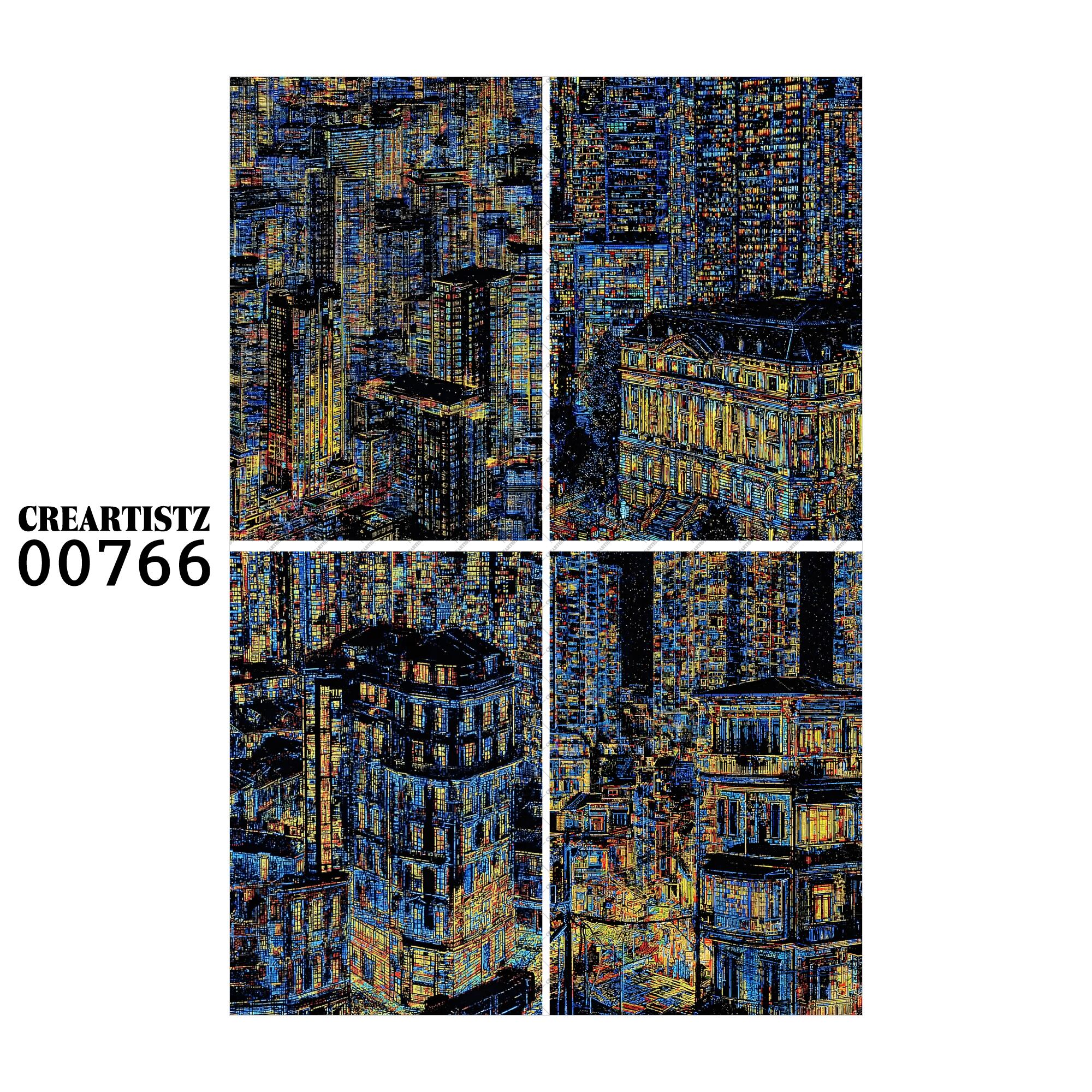 00766 背景 コラージュ素材 オリジナル 12枚セット (4種類×3枚) ペーパー/ステッカー CREARTISTZ