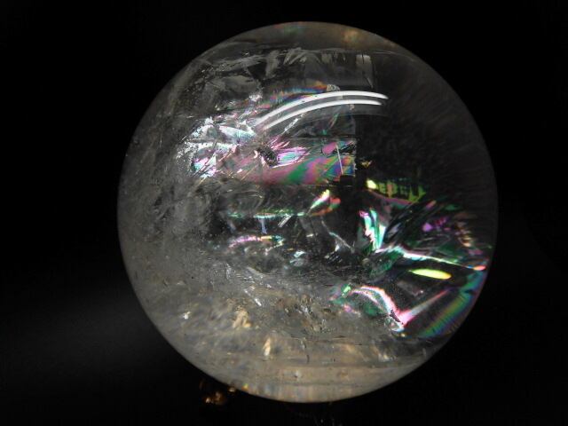 【送料無料】【高品質】約13cmブラジル産天然レインボー水晶玉