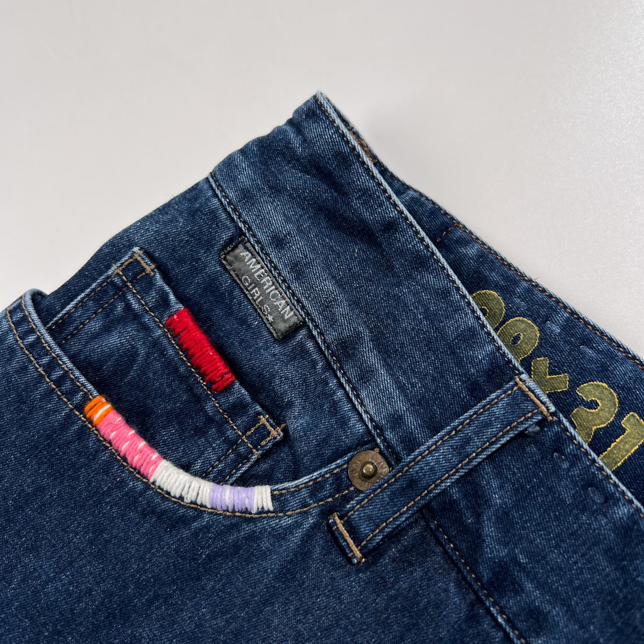 Mademoiselle NON NON マドモアゼルノンノン 刺繍入り デザイン デニム パンツ ジーンズ サイズ 28inch /インディゴ/パパス