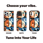 受注生産 iPhoneケース 猫の顔と月の民芸パネル｜猫モチーフ FMSY067B