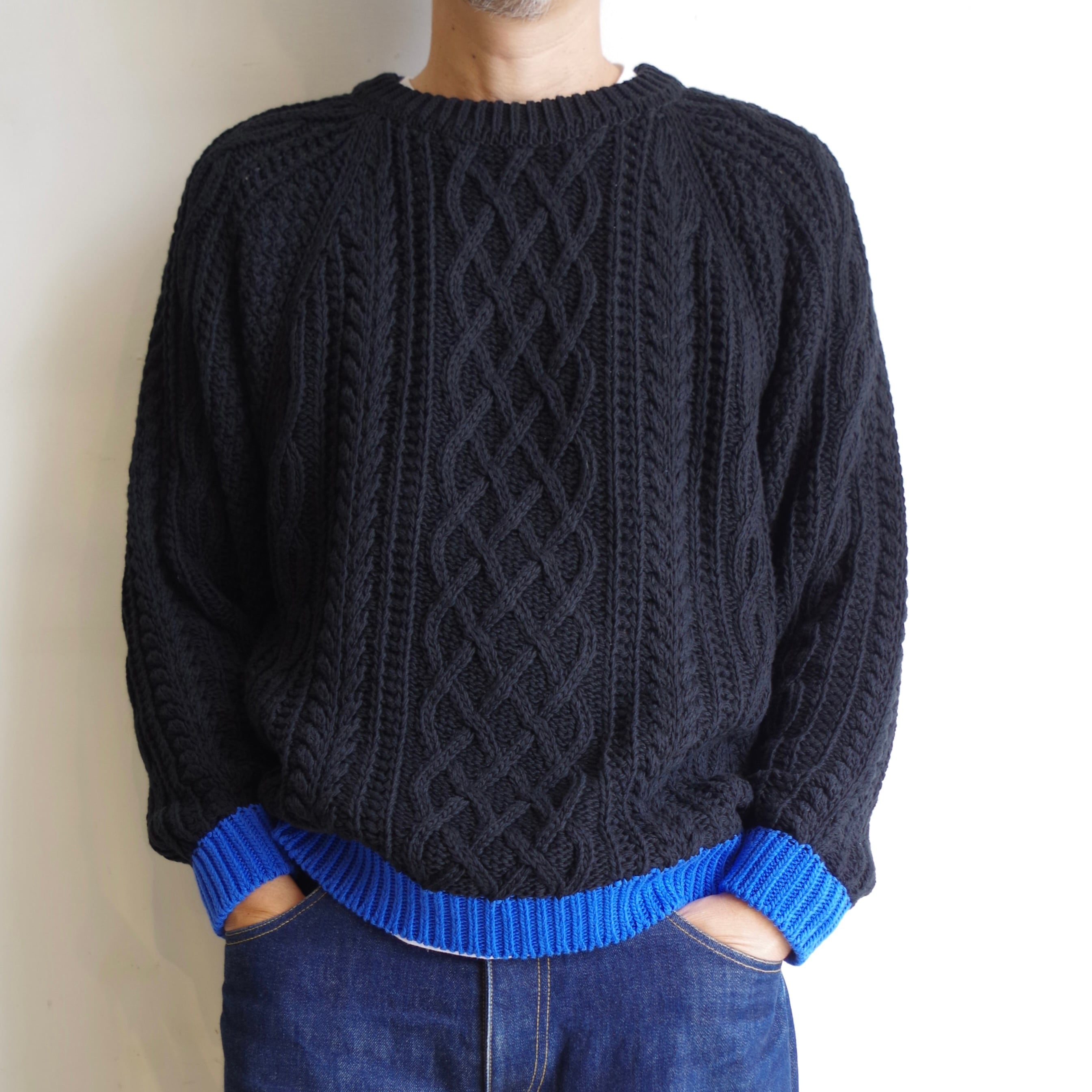 TRANSPORT フィッシャーマンニットL トランスポート フラグメント TRANSPORT FISHERMAN KNIT🧵 ケーブル編みが魅力の