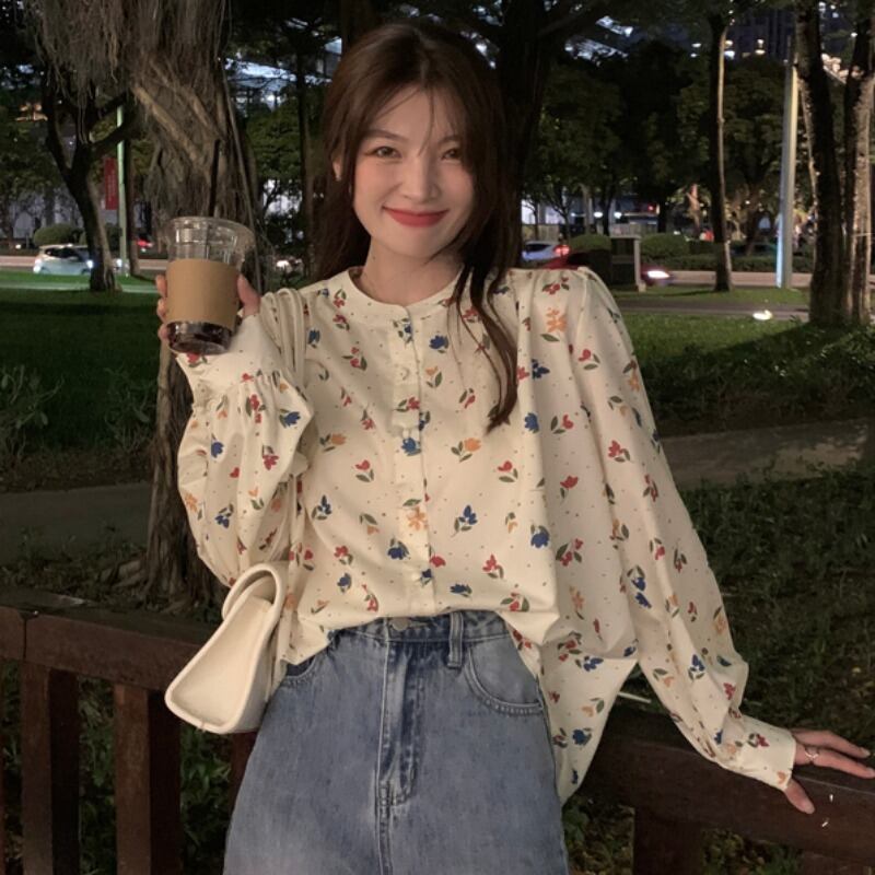 スタンダードスタイルフローラルシャツ レディースサマー薄手トップス レトロ 夏物 花柄 YY-ファッション97810002873