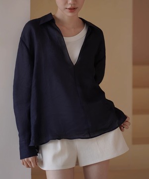 ラミー100％◆ゆったりプルオーバーシャ​​ツ【t-10311】