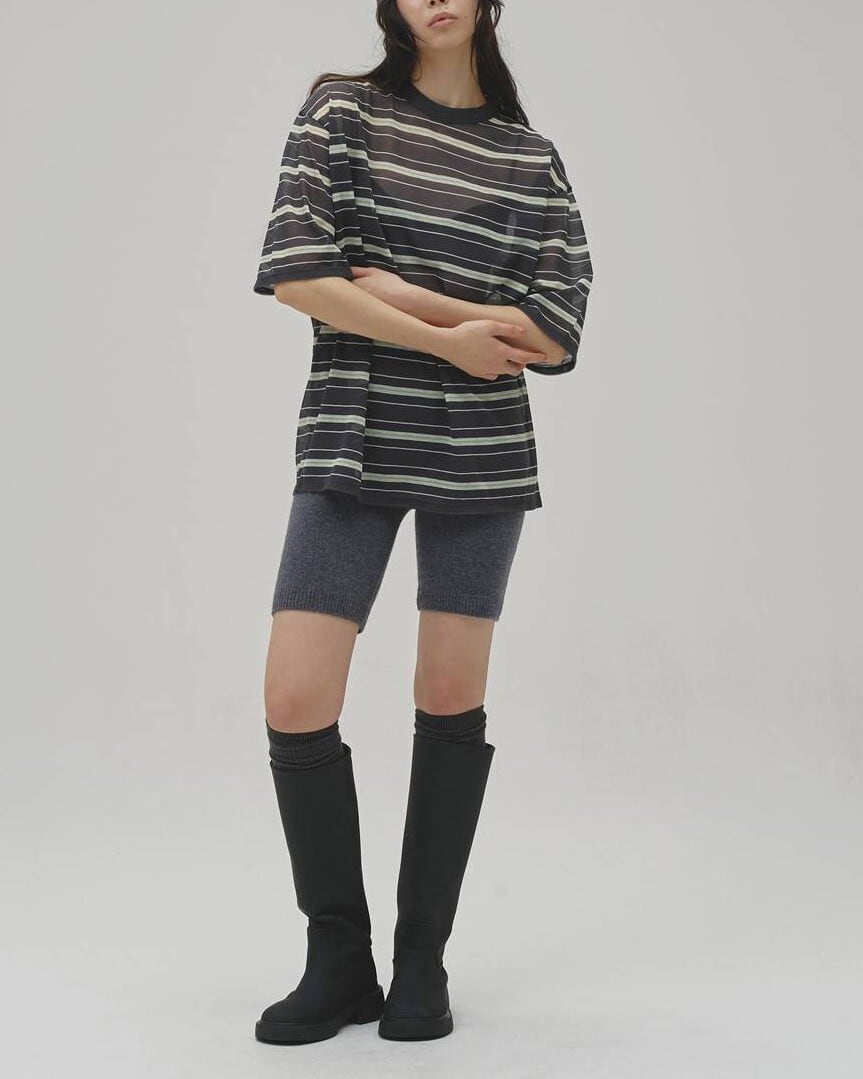 TODAYFUL(トゥデイフル) Sheer Border T-shirt | サウスオレンジ
