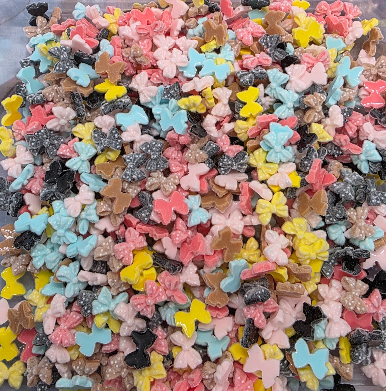 [50個]フロッキー ドット柄 ミニリボン／６色:１cm