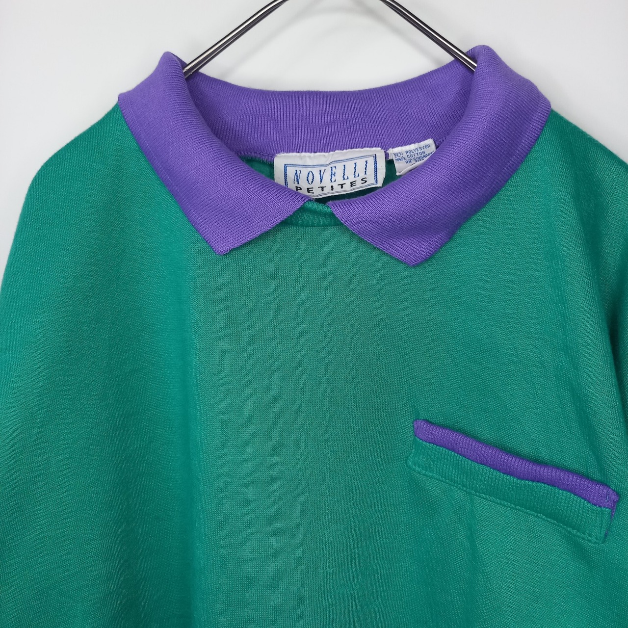 80s 90s　シンガポール製　スウェット　ポロシャツ　トレーナー　無地　P/L