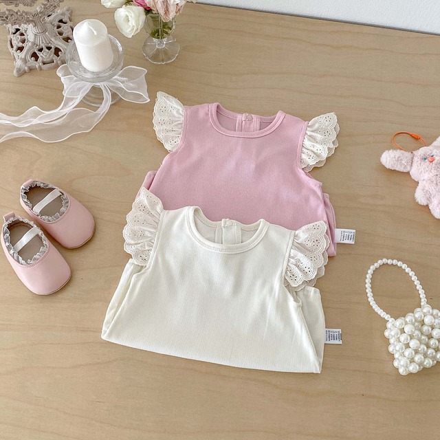 【BABY】ガーリーフリルレースリブボディスーツ - 16