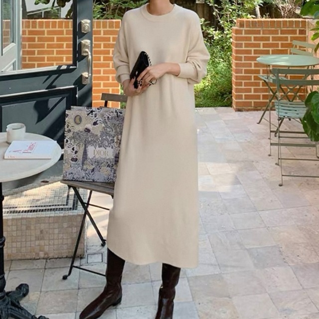 長袖 ロング丈  ワンピース　◆3col　YH9818