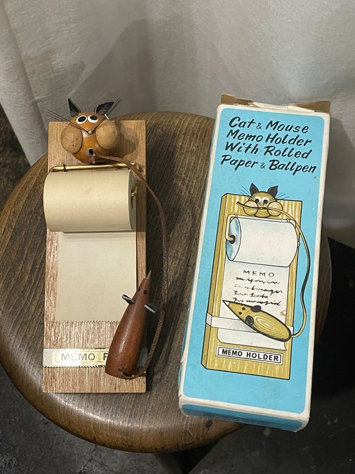 60's~80's vintage Cat & Mouse Memo Holder メモホルダー　ネコ　猫　箱付き