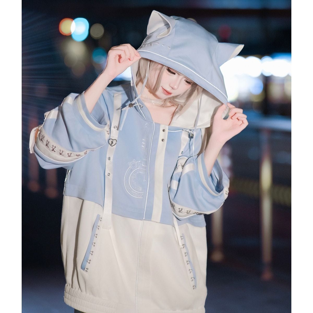 電波少女　ジャージ　セットアップ 電脳少女サイバーパンク猫耳サイバージャージセット：フルセット