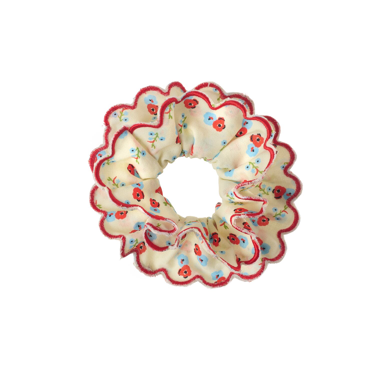 H2655R:Martha Ditsy Scalloped Scrunchie-RED