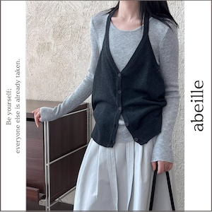 rib knit top & halter neck camisole set 13950