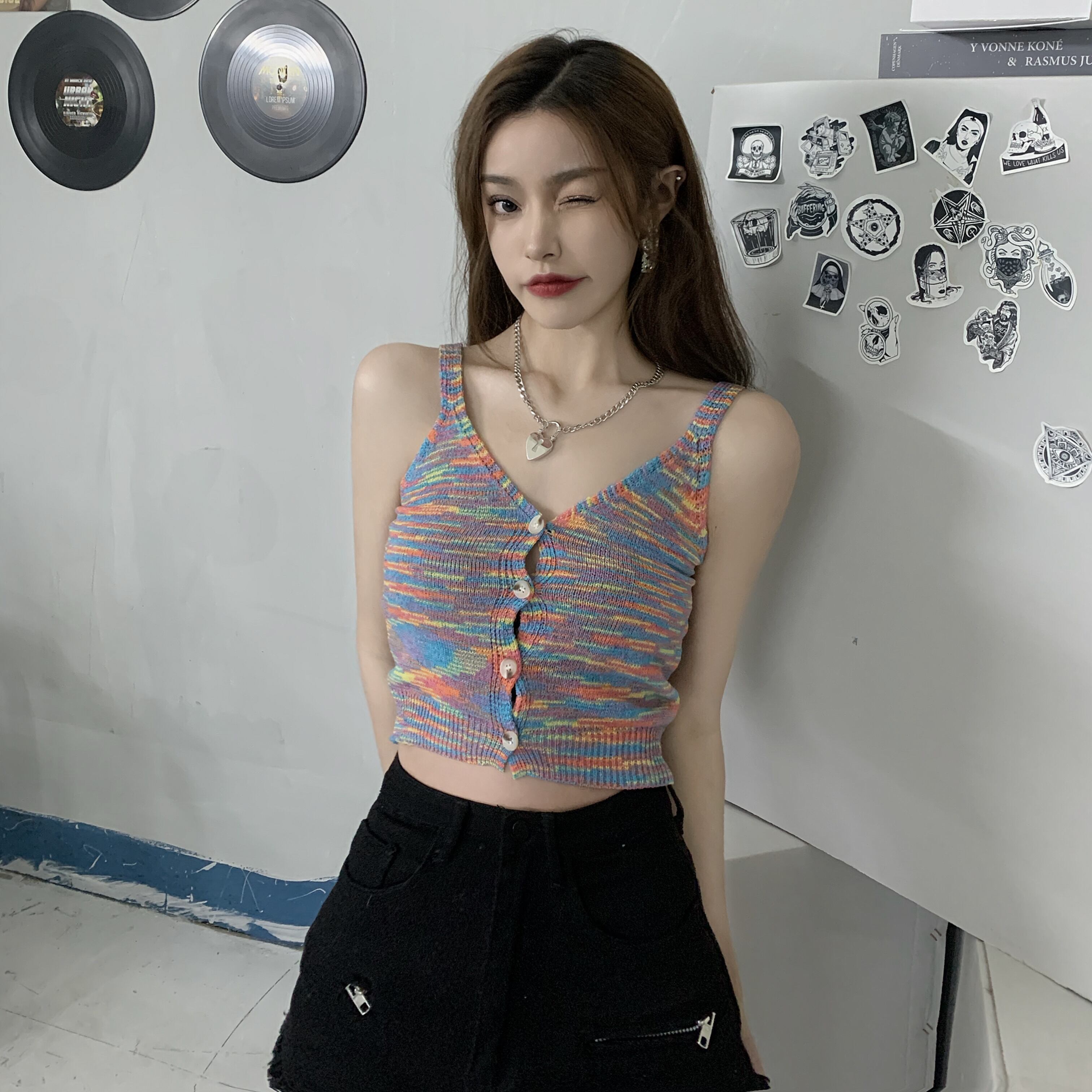 スタンダードスタイルサマーストライプニットシャツ トップス レトロ 夏物 ケッペル61353313430