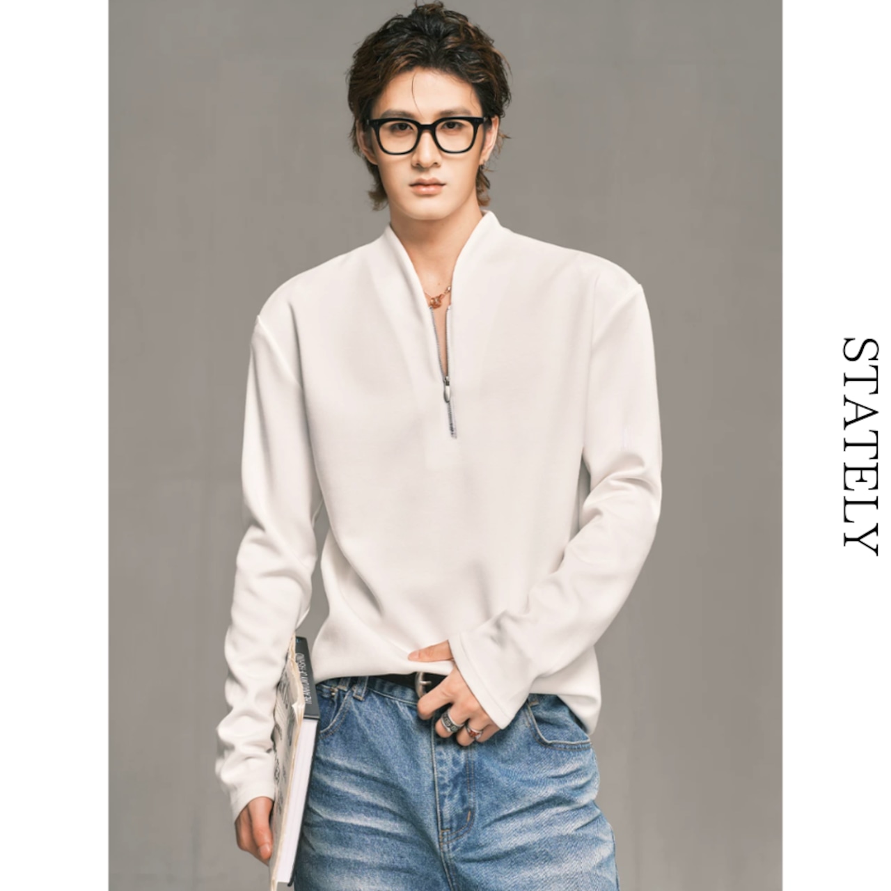 Half Zip モードトップス/2color_T225・画像7