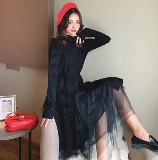 ワンピース ロングワンピース レディース ニット リブ