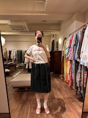 ALFANI スエードレザーストライプスカート