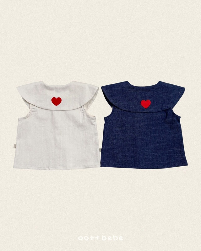 《予約・取り寄せ》Heart Denim Collar Blouse / oottbebe