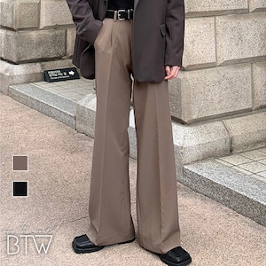 【韓国メンズファッション】フレアシルエットスラックス きれいめ カジュアル スタイルアップ ユニセックス BW2380