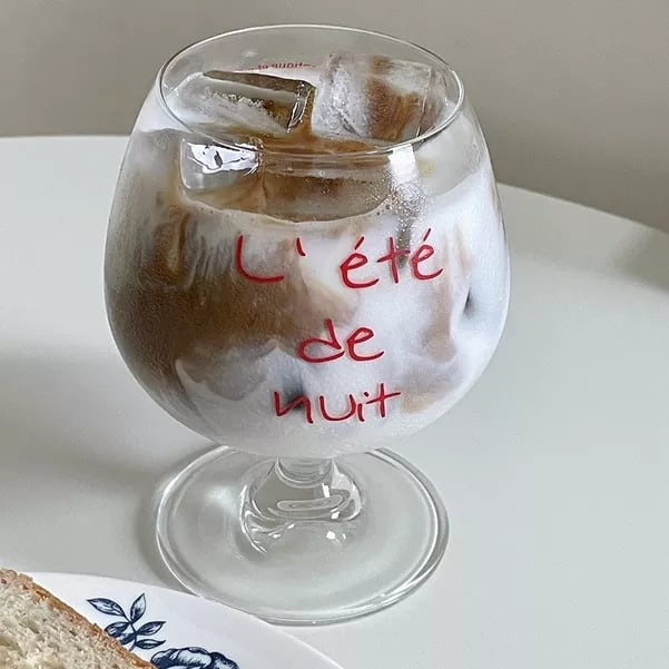 【CUP】英字柄グラスカップ ワイングラス