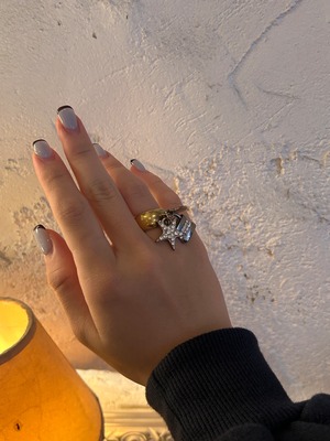 Chloe  / vintage gold ring with charm.