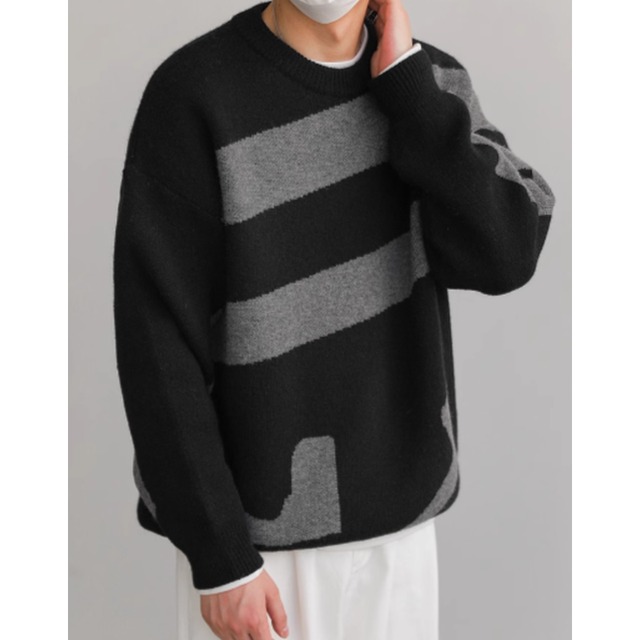 oversized crew neck knit sweater mr0020