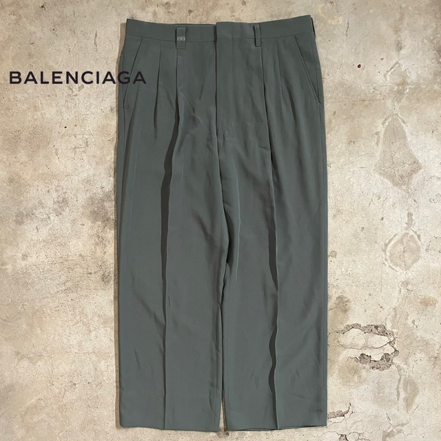 【BALENCIAGA】logo embroidery 2tuck wide slacks pants/バレンシアガ ロゴ刺繍 2タック ワイド スラックス パンツ/lsize/#0720/osaka