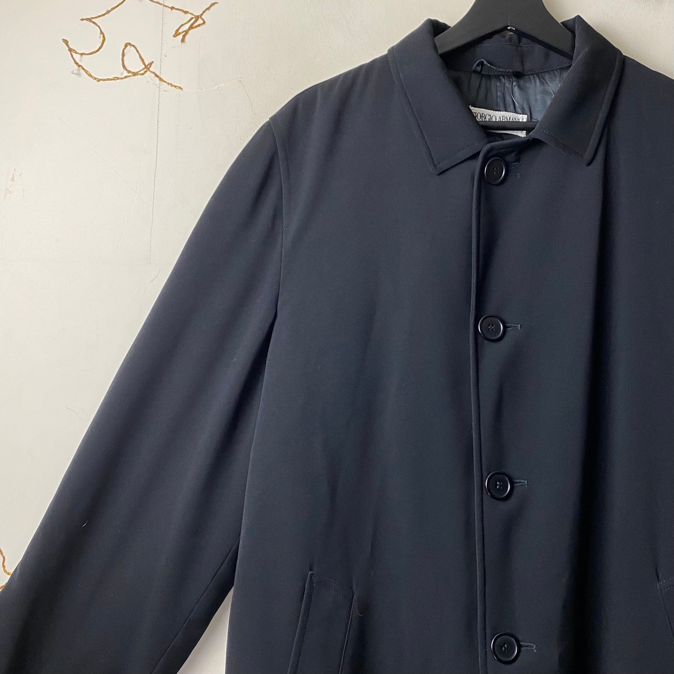 vintage GIORGIO ARMANI split raglan sleeves black coat | NOIR ONLINE