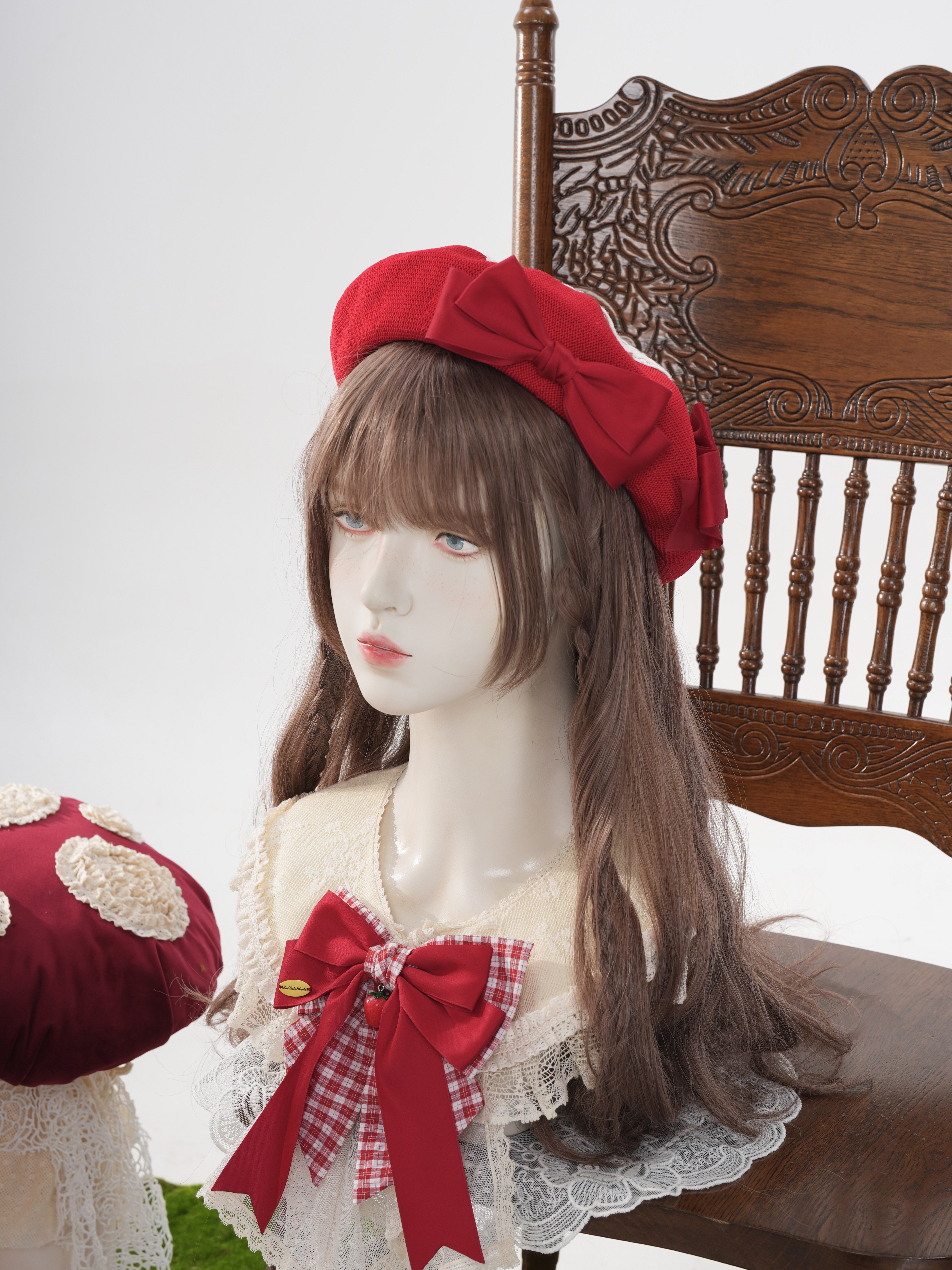ストロベリー・リボンブーケ いちご刺繍ベレー | HoshibakoWorks