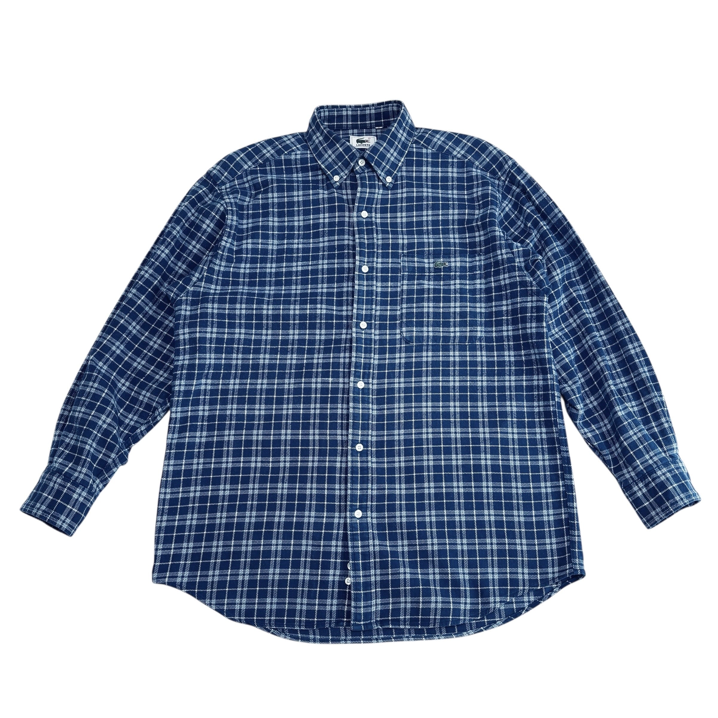 古着 ラコステ LACOSTE 長袖 ボタンダウンシャツ クリーニング済み チェック柄 大沢商会 80s 90s メンズ サイズ3