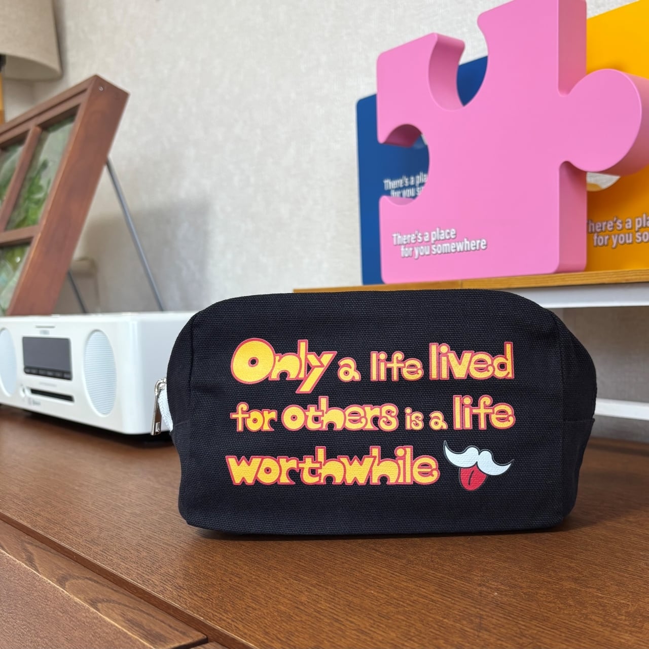 DHD(M)024【キャンバスファスナーポーチ（ミッドナイトブルー）　アインシュタインⅡ】