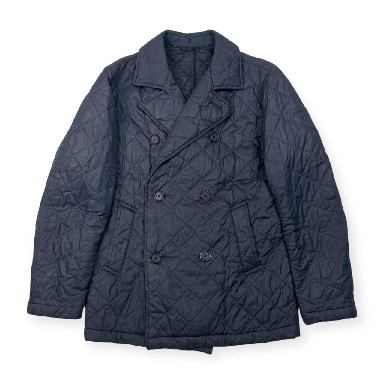 LACOSTE ラコステ キルティング 中綿 ダブル ジャケット 3 /くすみブルー ネイビー系 メンズ