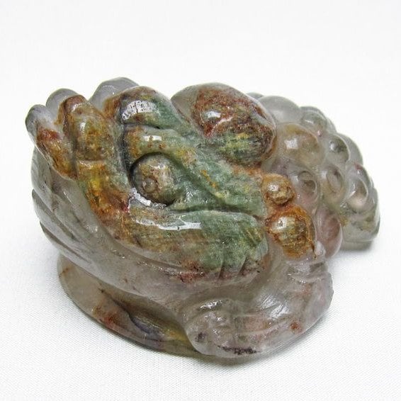 水晶 手彫り-卓上置物-キンセン-金蟾 ガーデンクォーツ 一点物 154-81