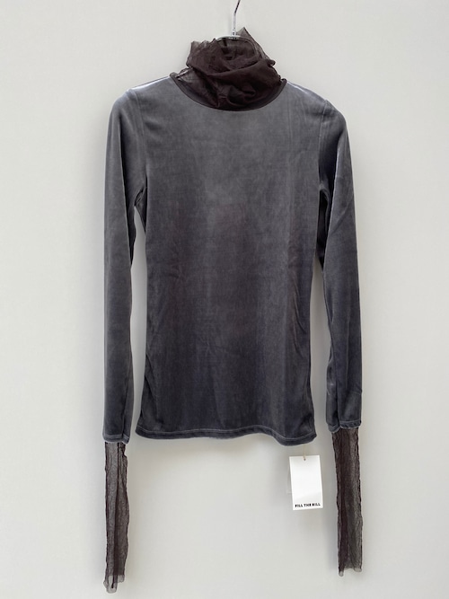 FILLTHEBILL velor sheer turtle neck