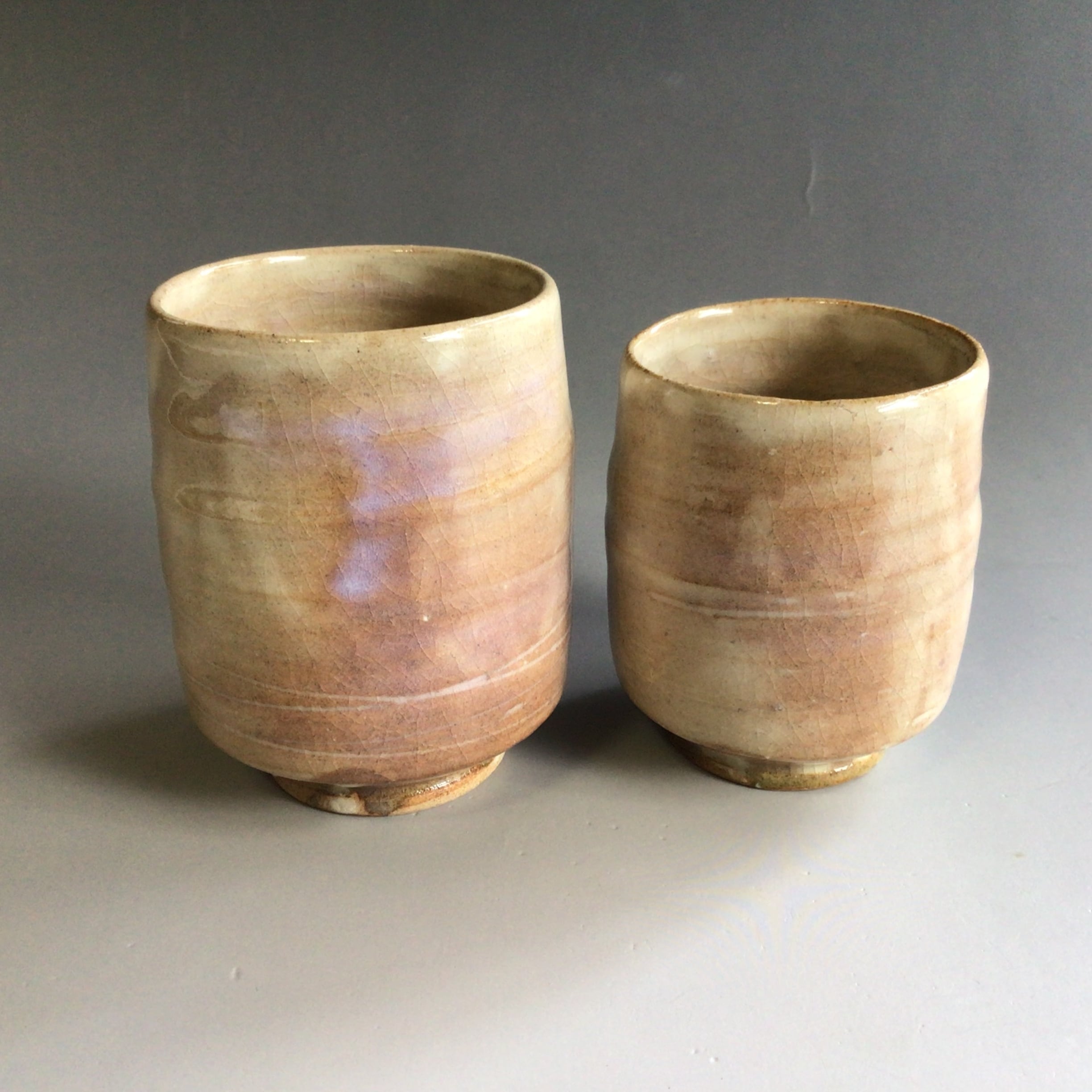 京泉　千筋桔梗　蓋付(夫婦)湯呑 鼠志野夫婦湯呑W4508 | 和食器リサイクル通販専門店フリマート