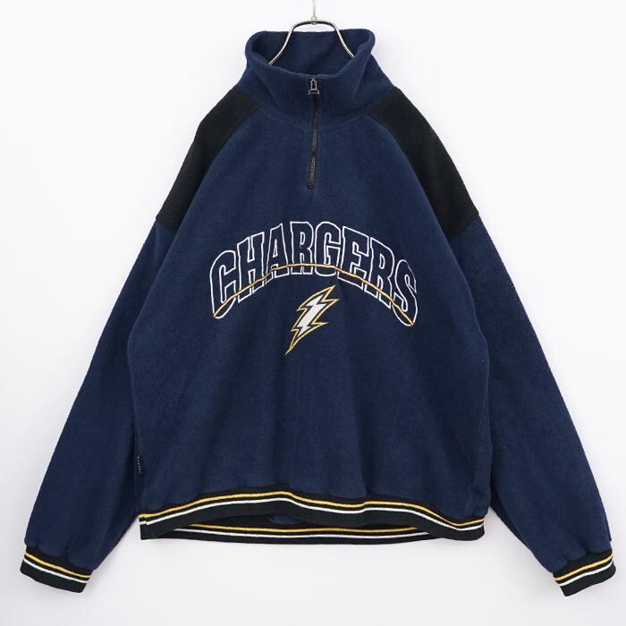 MIRAGE チャージャーズ NFL 刺繍ハーフジップフリース Lネイビー90s
