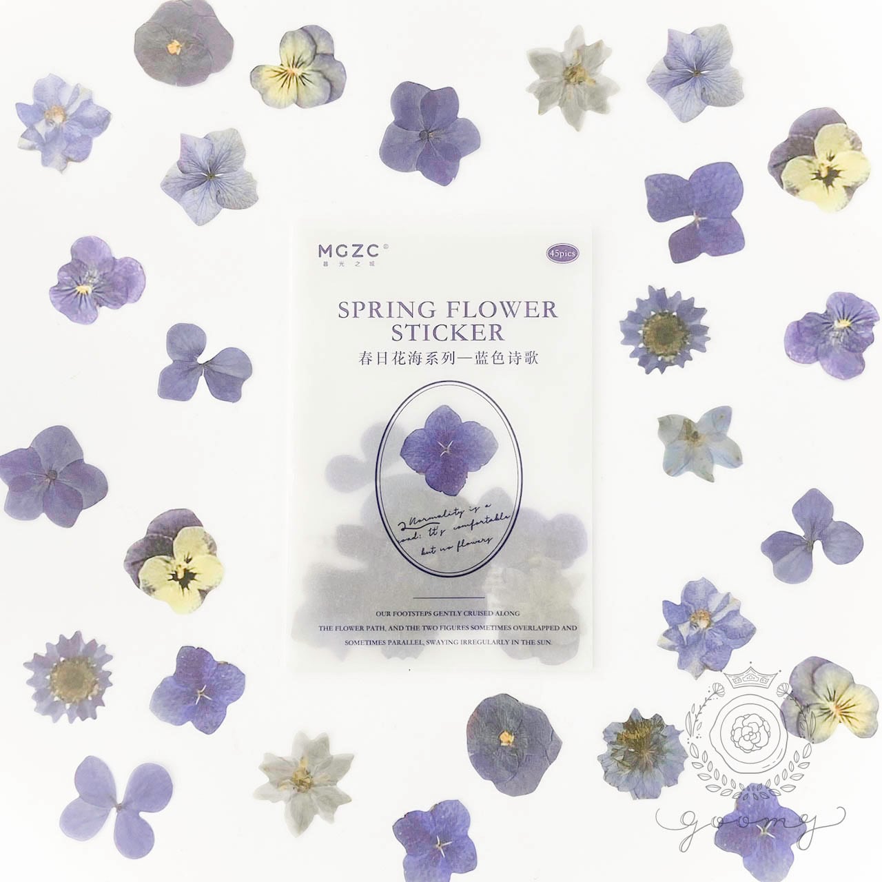 ドライフラワーフレークシール インディゴブルー系<S483>