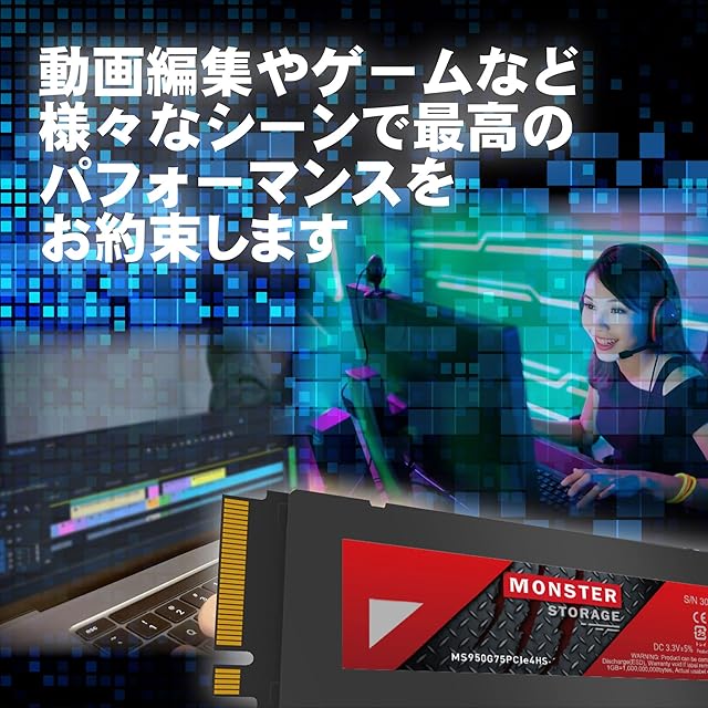 Monster Storage SSD 4TB NVMe PCIe Gen4×4 PS5確認済み 最大読込