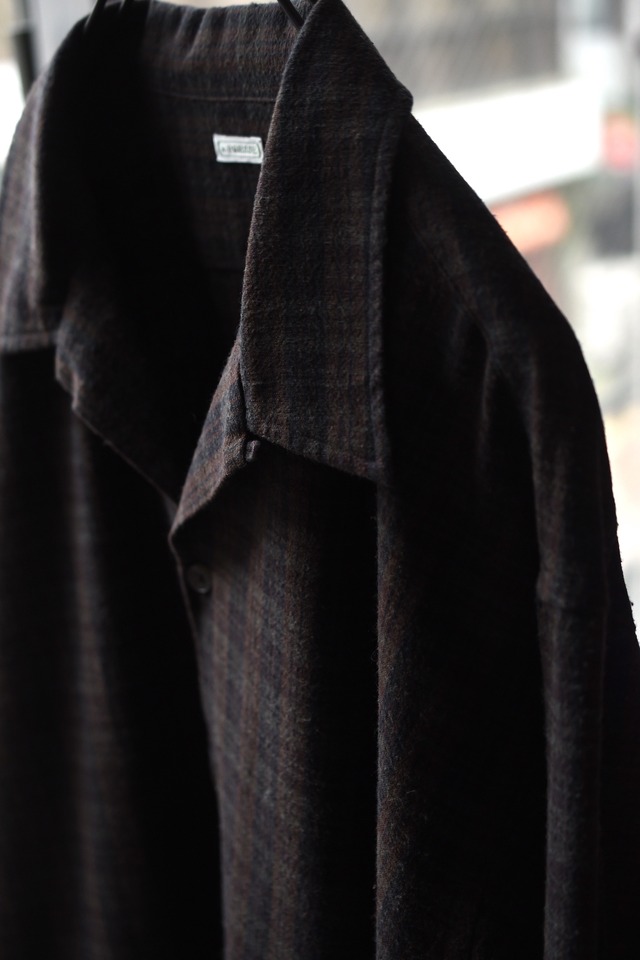 A.PRESSE / Silk Nep Loop Collar Shirts (BROWN)