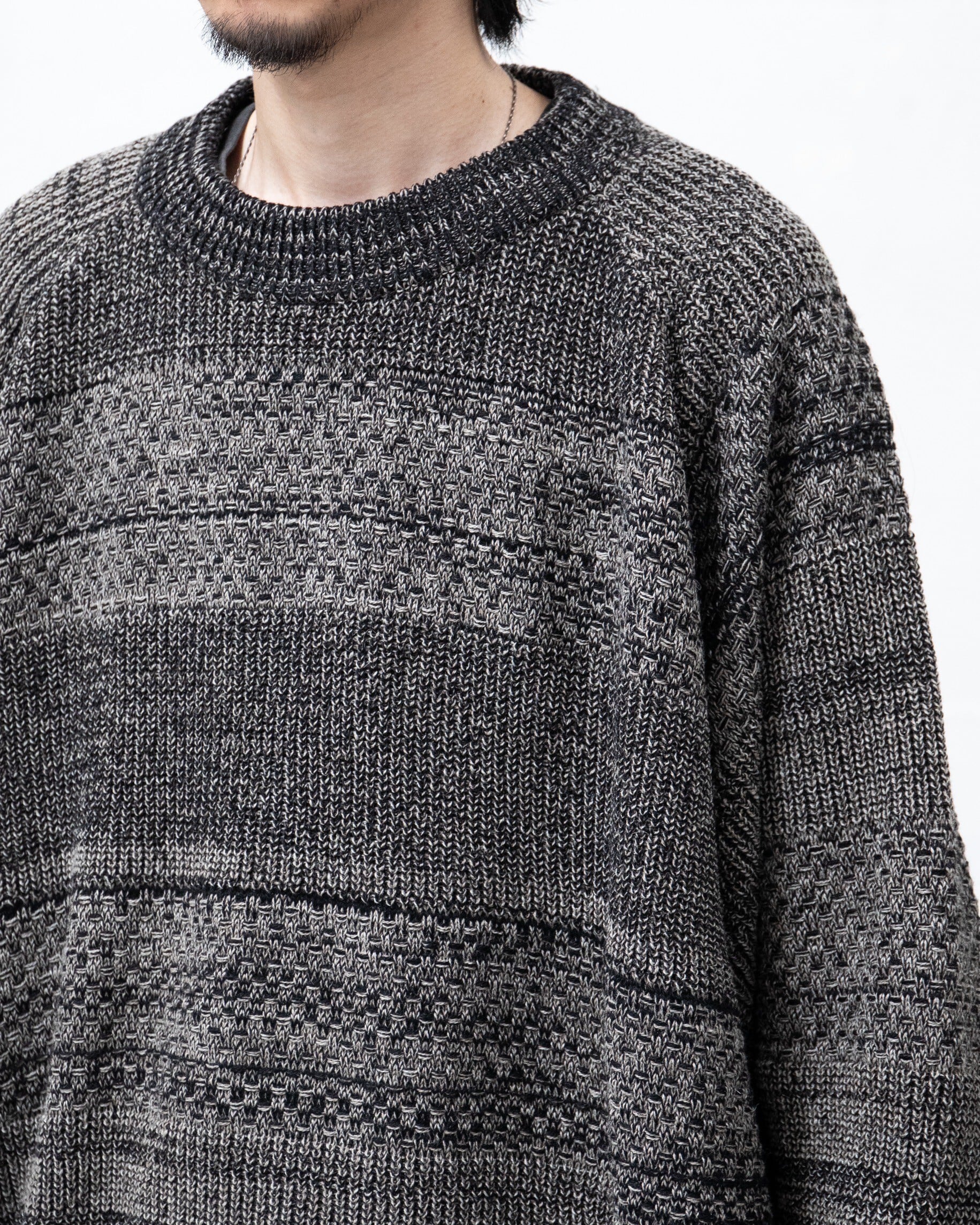 O-project 2024AW “CREW NECK KNITWEAR” COLOR : NATURAL / BLACK