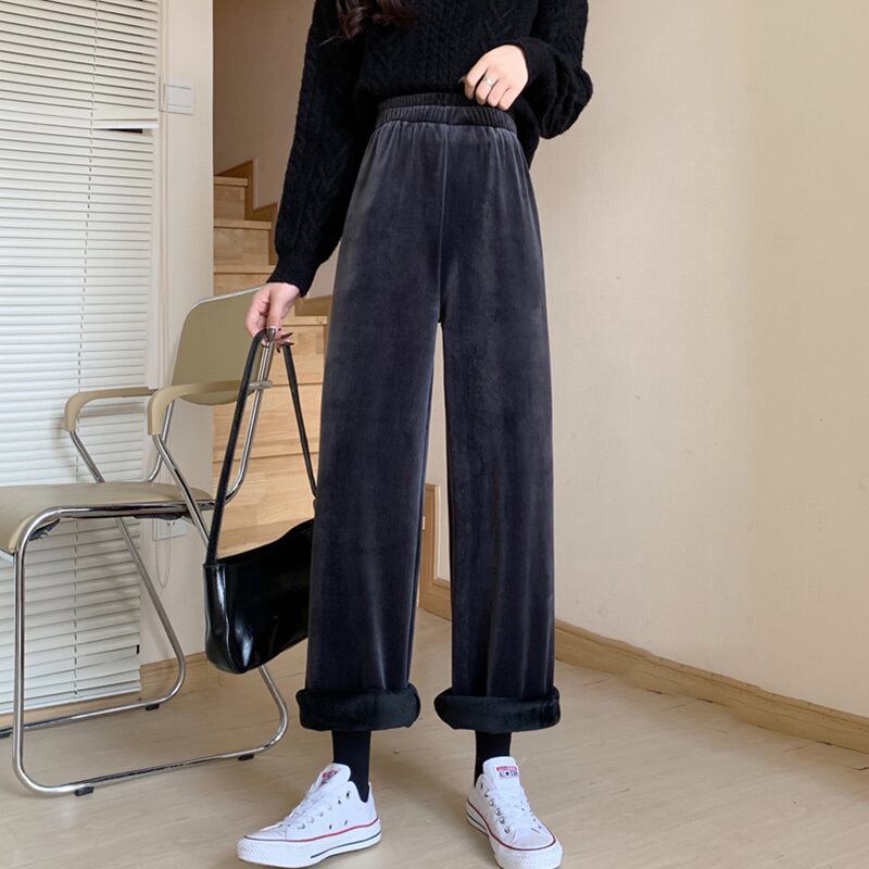 パンツ スプリングカジュアルハイウェストルーズベルベット 春物 萌量不足41290002523